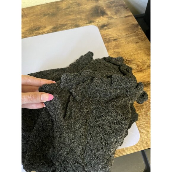 Anthropologie Guinevere Ruffled Cardigan Top Lambswool Grey Small Romantic - Picture 13 of 13